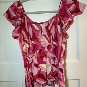Pink and Red Floral Women's Top